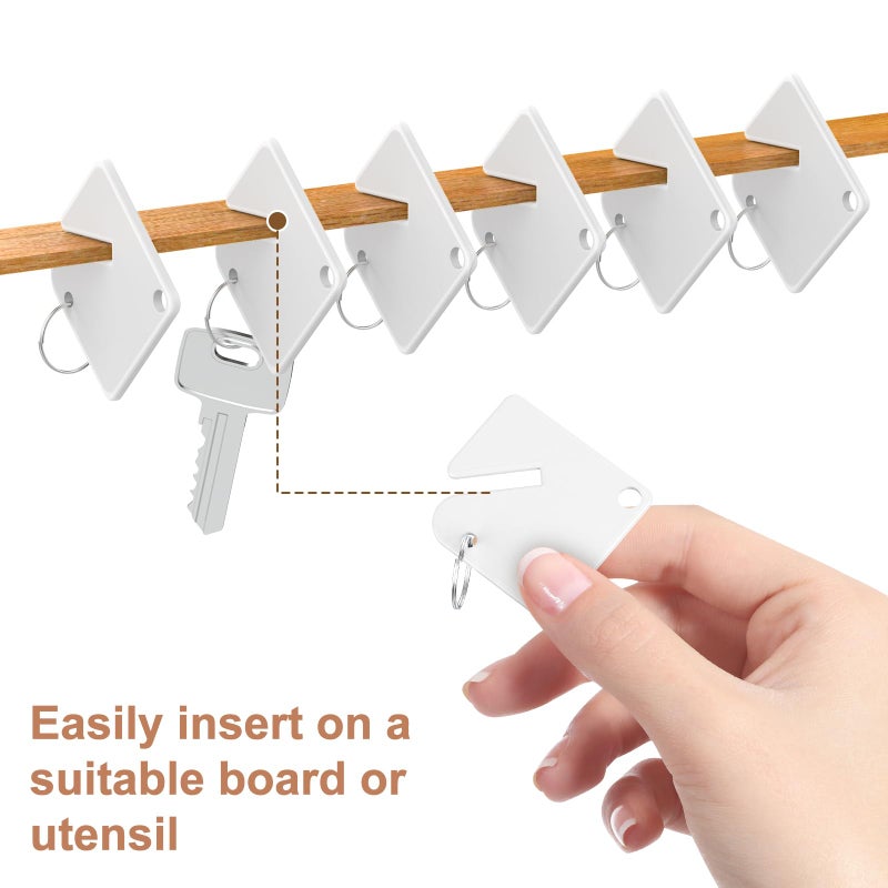 GoorDik 40 Pcs Key Tags, Blank Plastic Upgrade Round Split Ring, Durable Key Identify, Bulk Key Tags for Key Cabinet 1.5 inches Square Shaped - Image 5